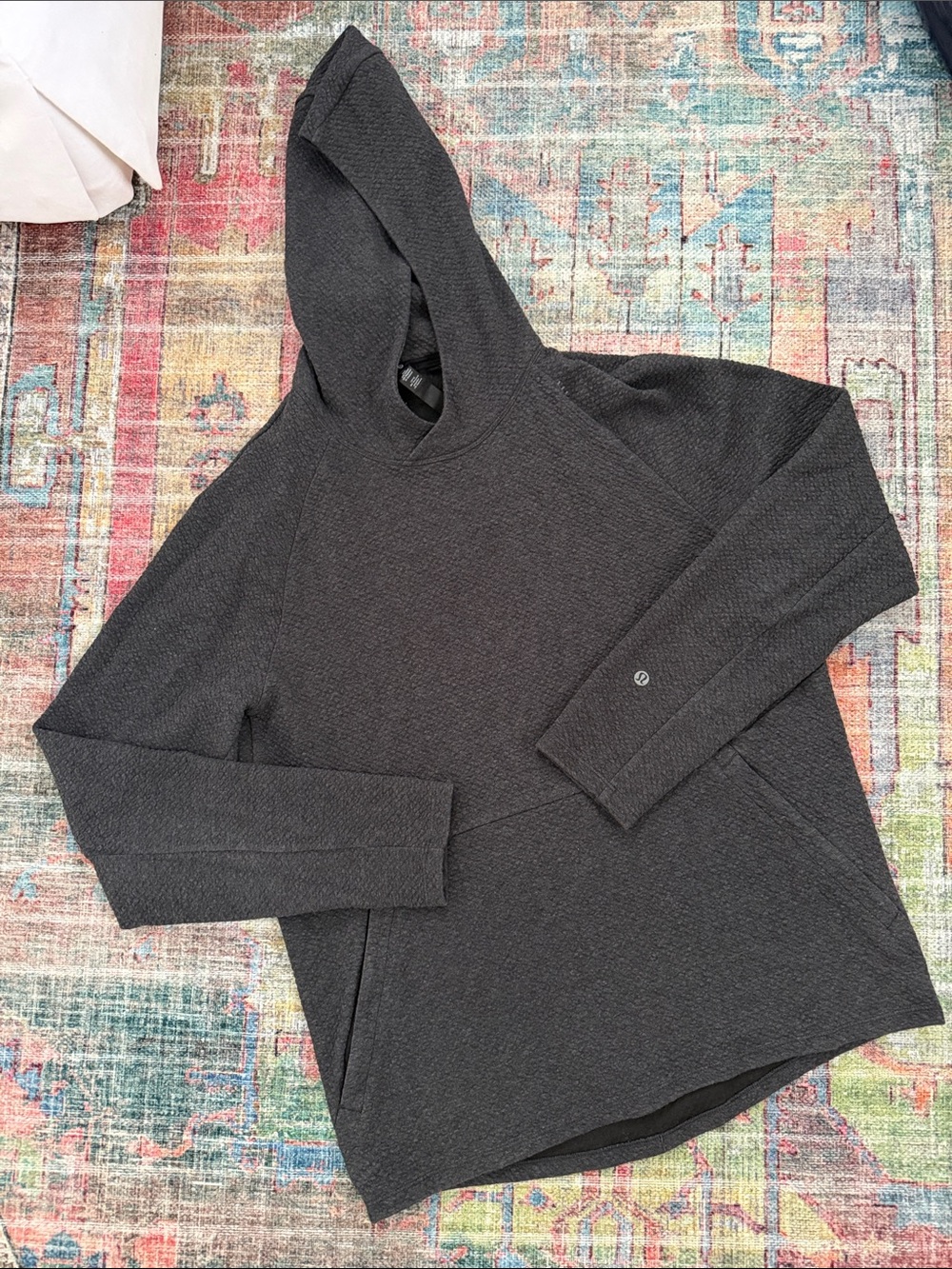 Gray Hooded Pullover Sweatshirt